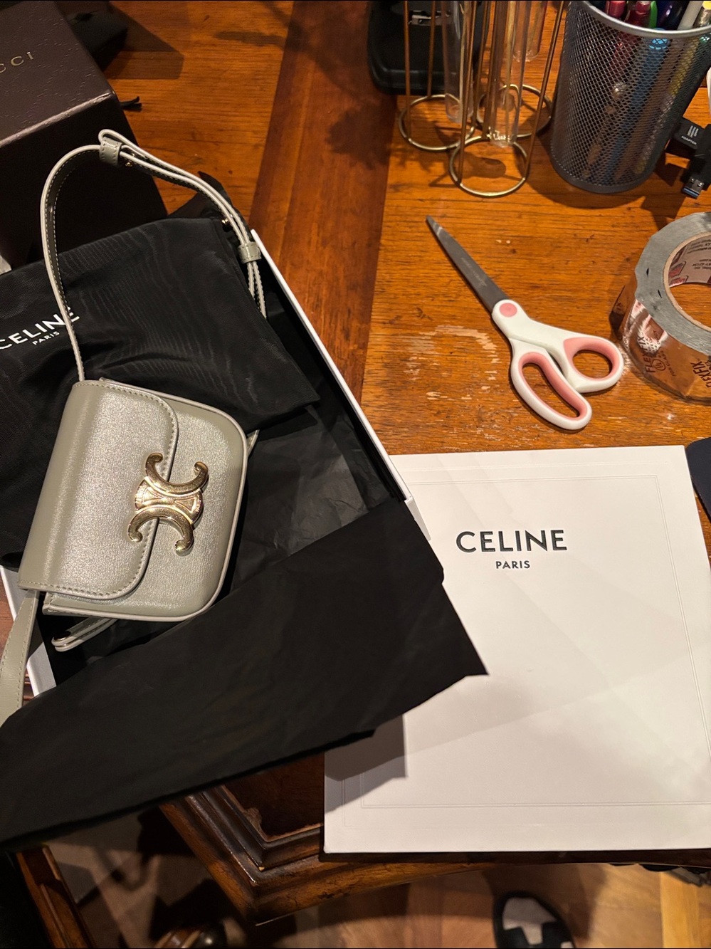 CELINE Drawstring Dust Bag – Light Green- NEW!!
